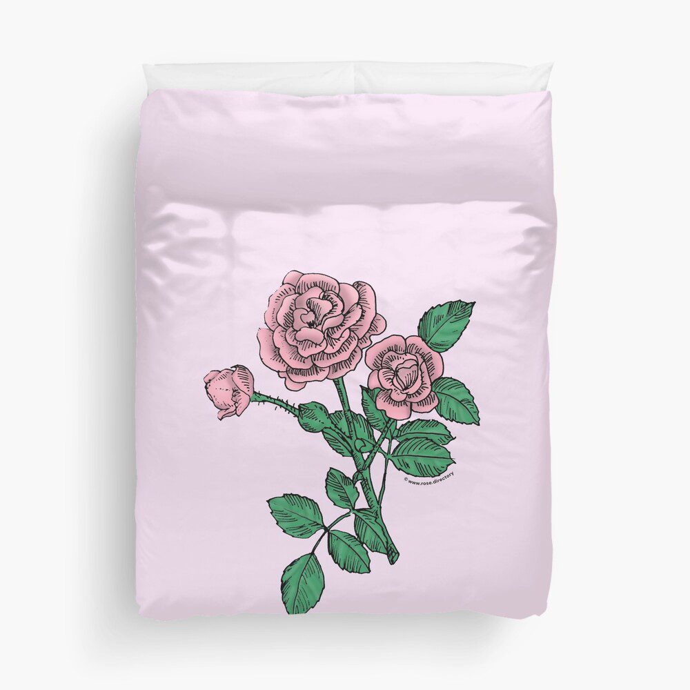 rosette double light pink rose print on duvet cover
