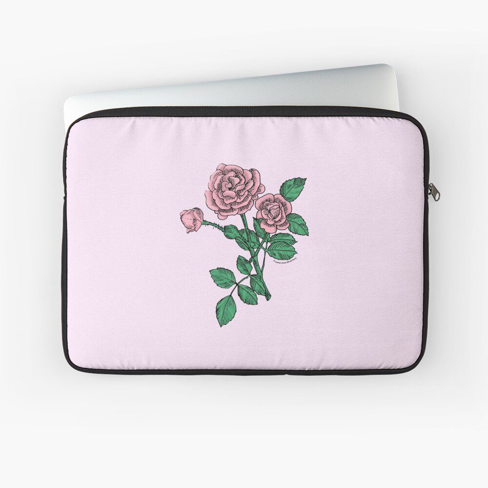 rosette double light pink rose print on laptop sleeve