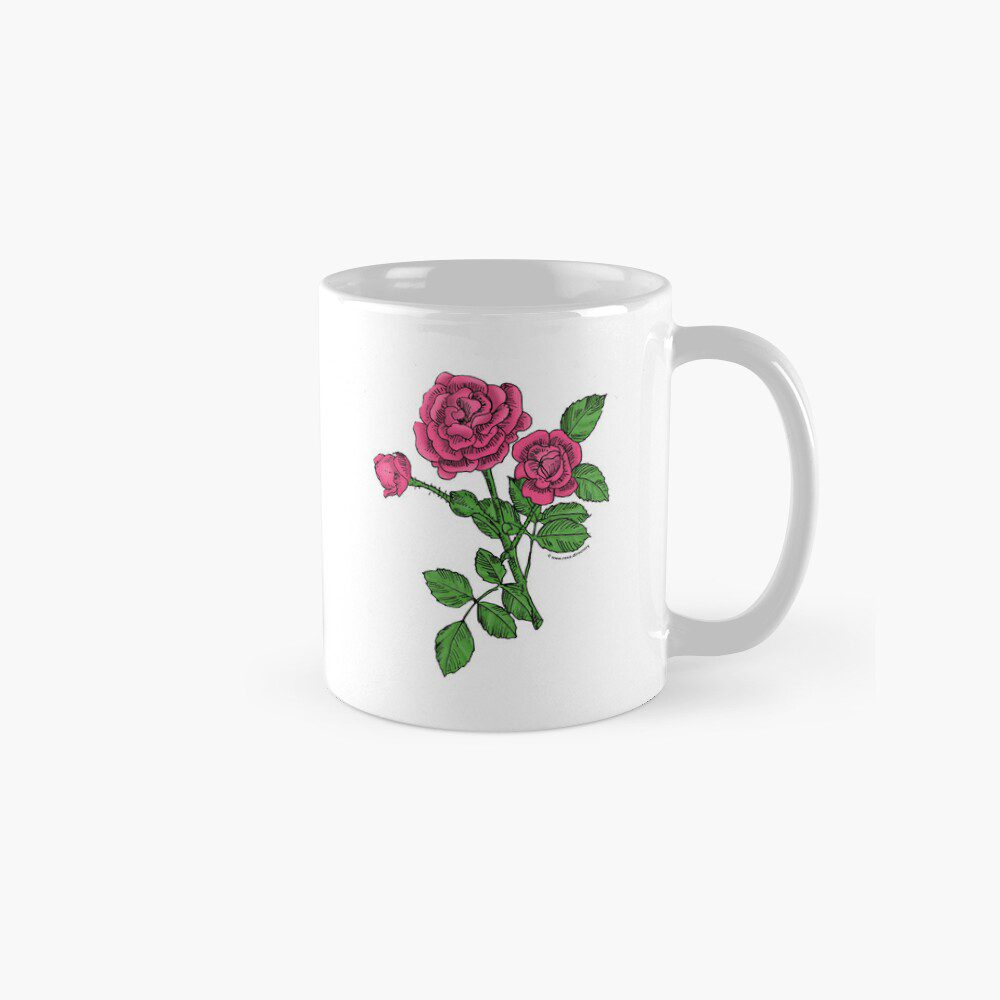 rosette double mid pink rose print on classic mug