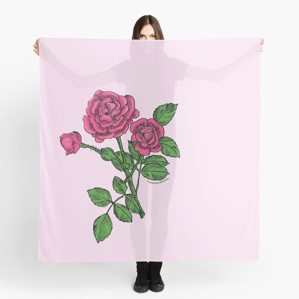 rosette double mid pink rose print on scarf