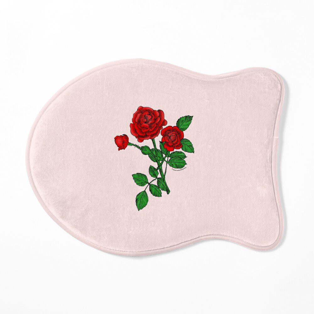 rosette double bright red rose print on cat mat