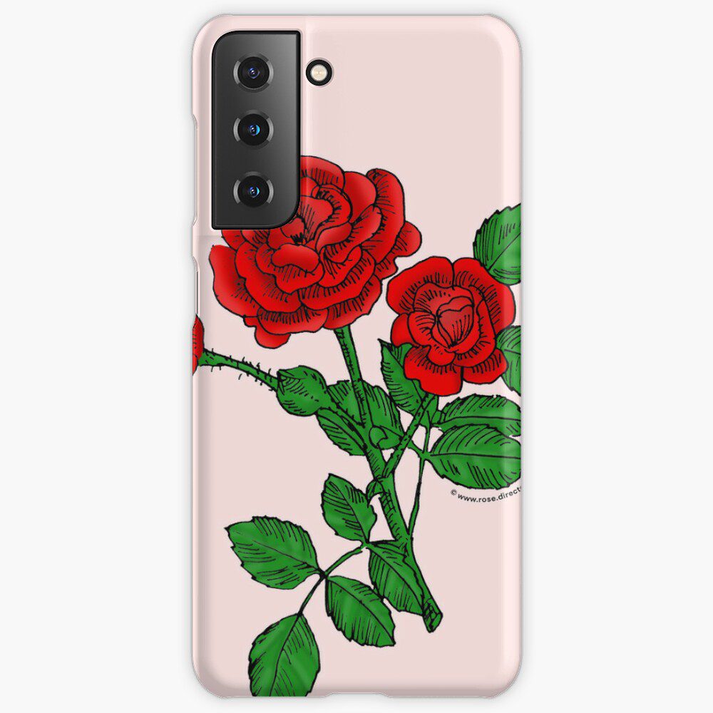 rosette double bright red rose print on Samsung Galaxy snap case