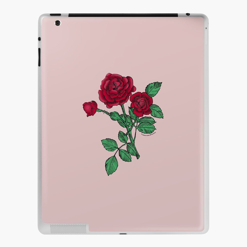 rosette double dark red rose print on iPad skin