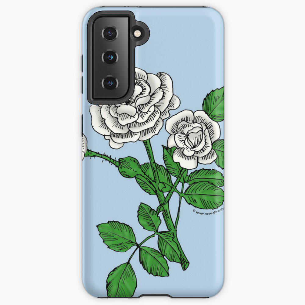 rosette double white rose print on Samsung Galaxy tough case