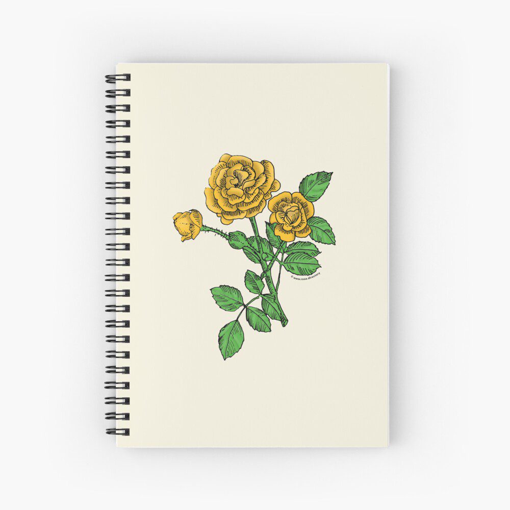 rosette double yellow rose print on spiral notebook