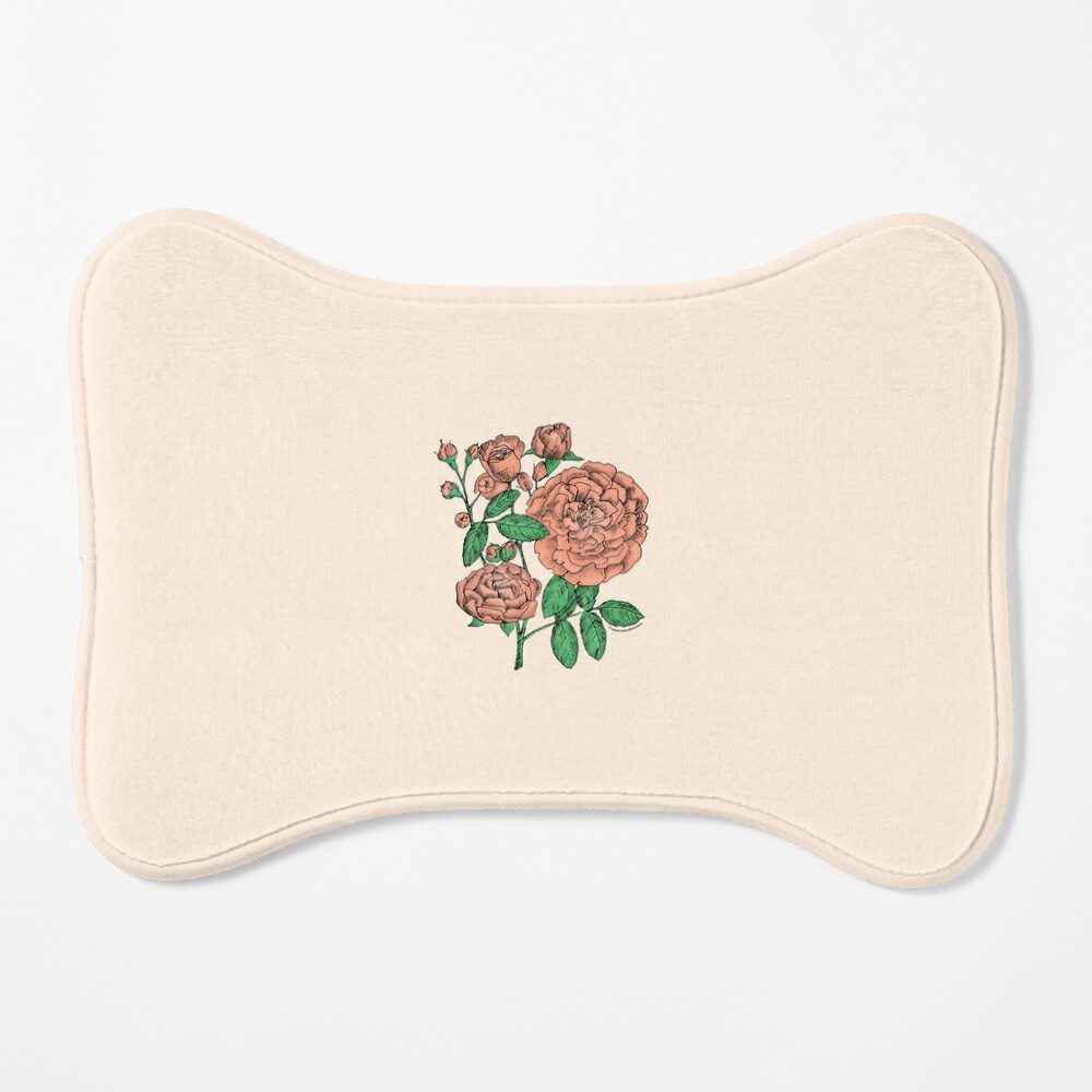 rosette full apricot rose print on dog mat