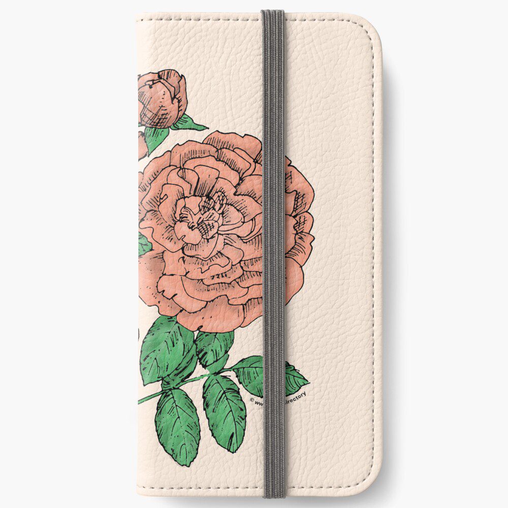 rosette full apricot rose print on iPhone wallet