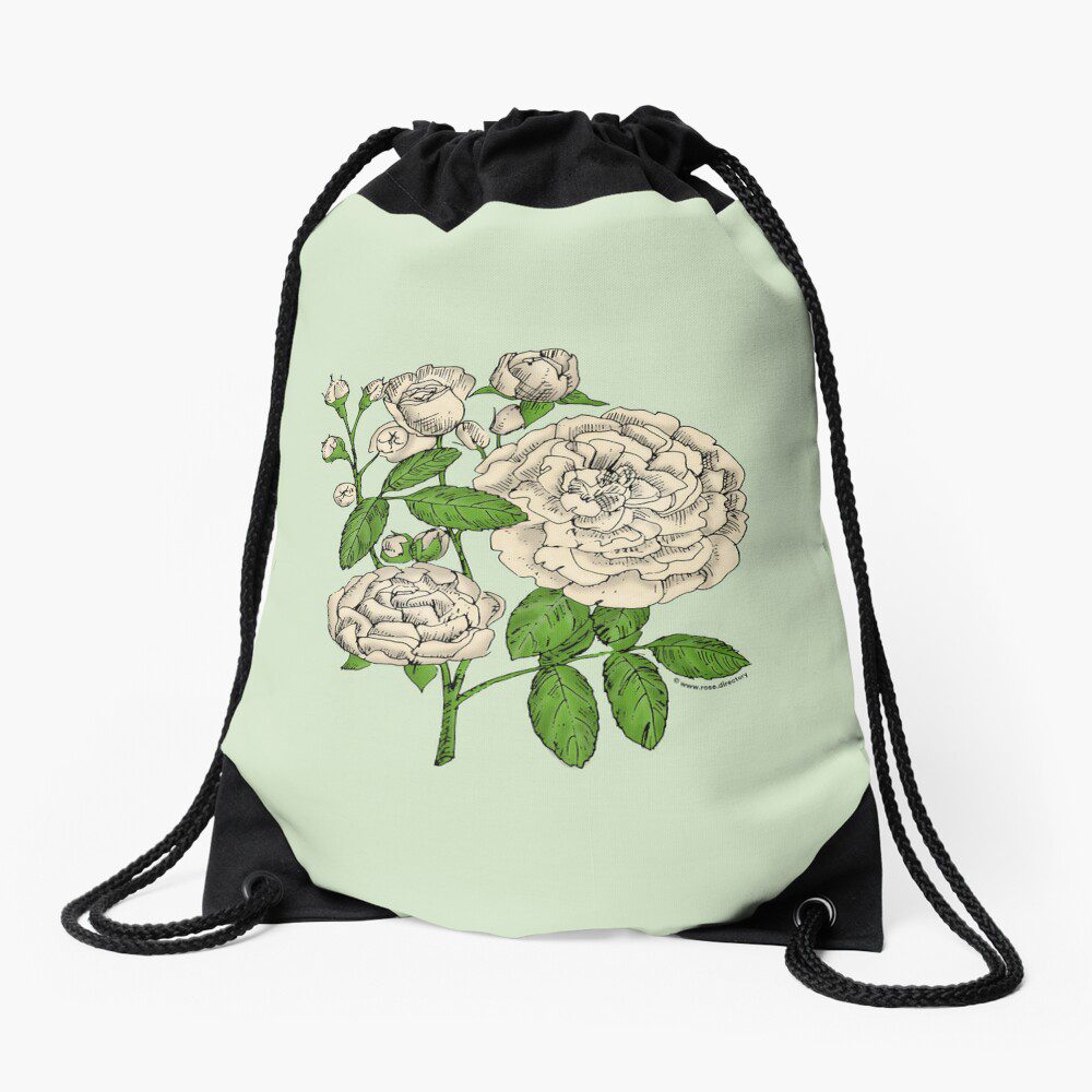 rosette full cream rose print on drawstring bag