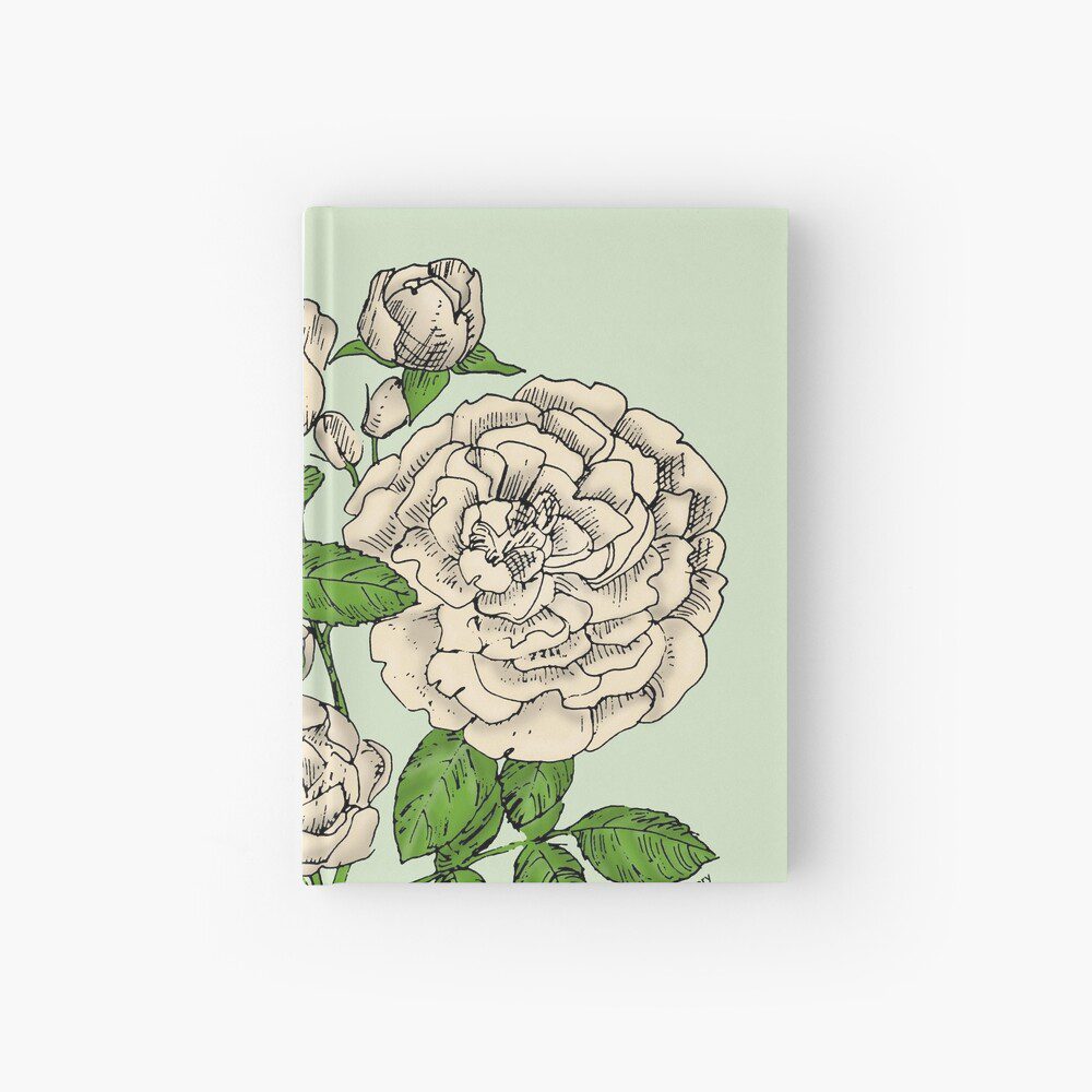 rosette full cream rose print on hardcover journal