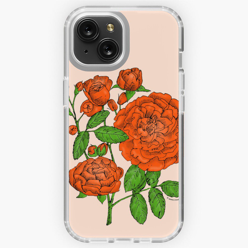 rosette full orange rose print on iPhone soft case