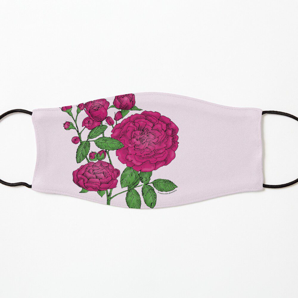 rosette full deep pink rose print on kids mask