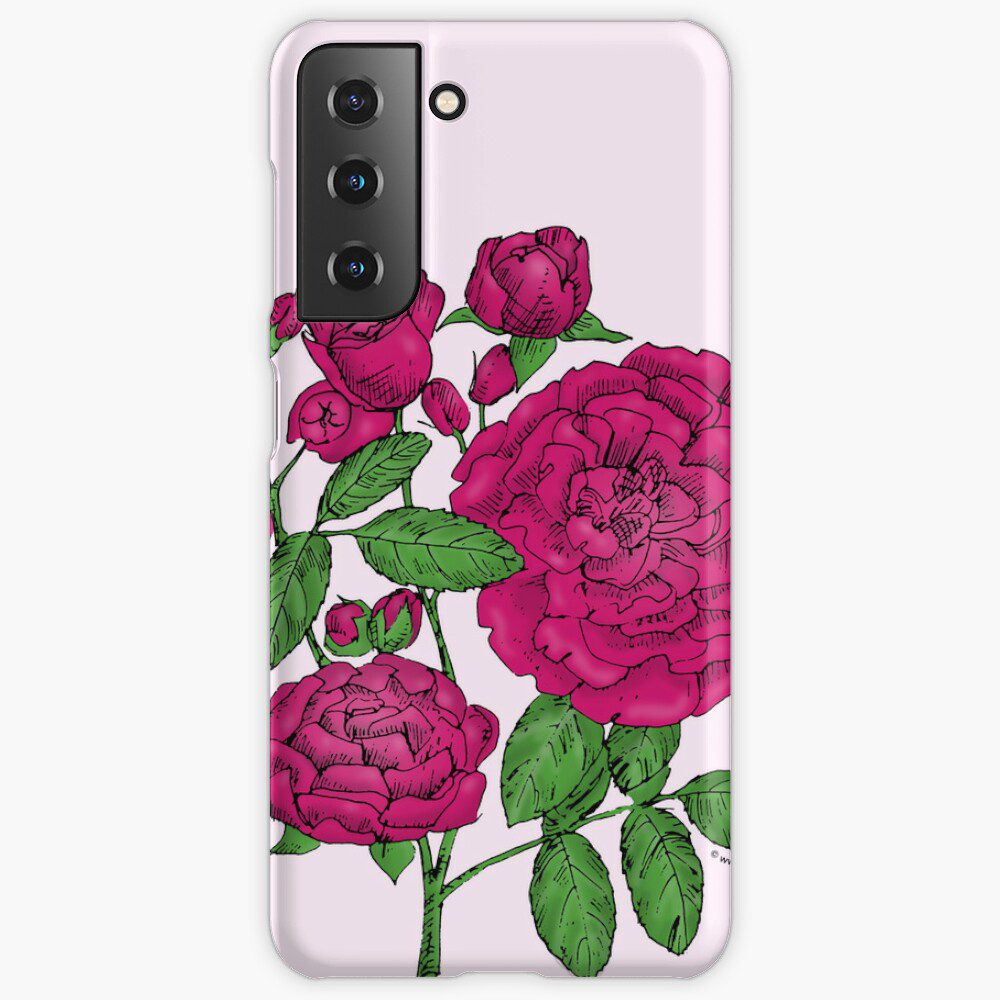 rosette full deep pink rose print on Samsung Galaxy snap case