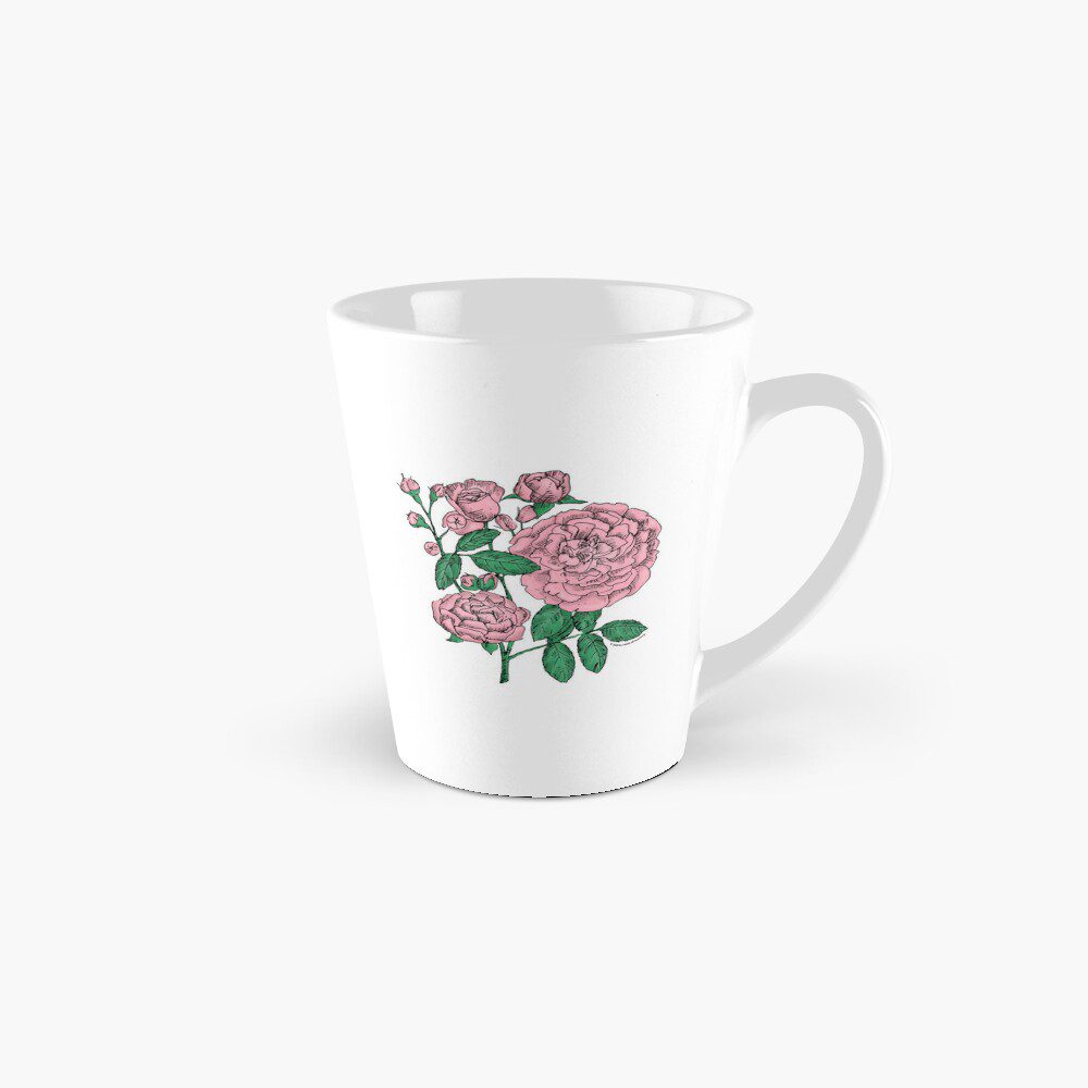 rosette full light pink rose print on tall mug