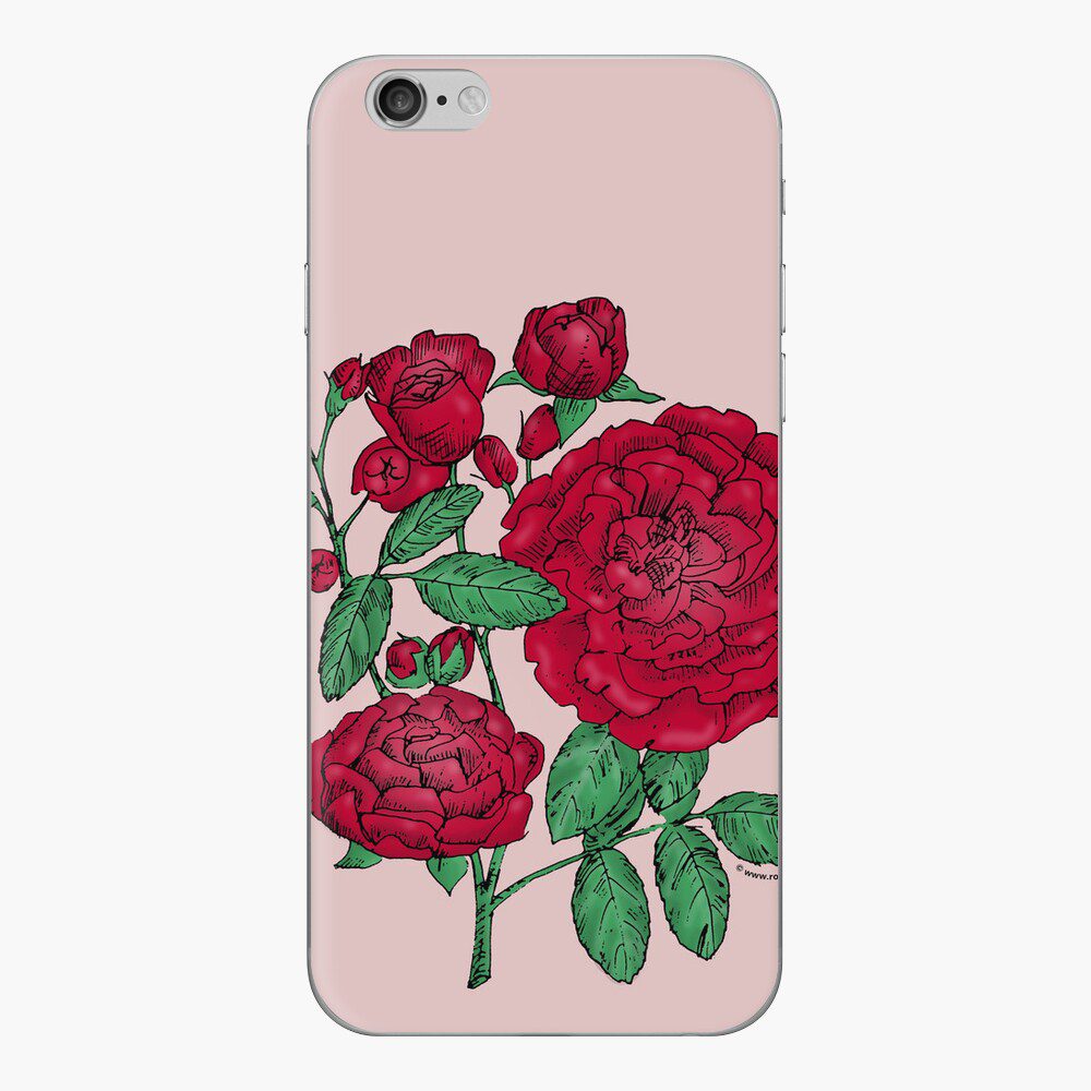 rosette full dark red rose print on iPhone skin