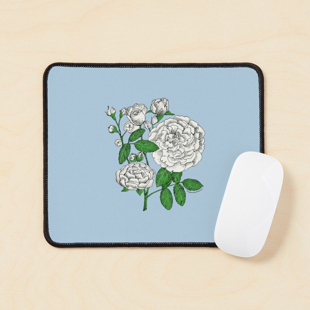 rosette full white rose print on mouse pad