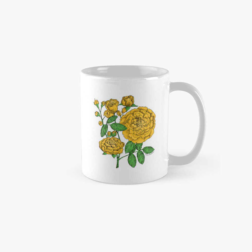 rosette full yellow rose print on classic mug