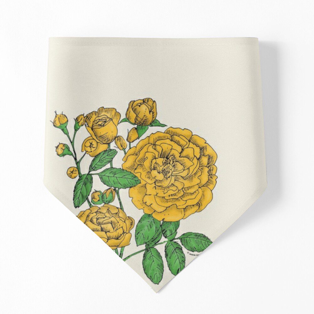 rosette full yellow rose print on pet bandana