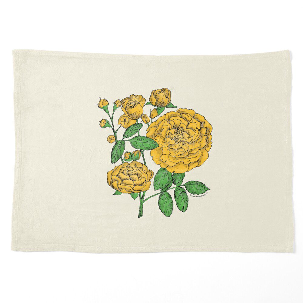 rosette full yellow rose print on pet blanket