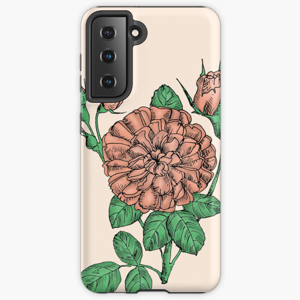 rosette very full apricot rose print on Samsung Galaxy tough case